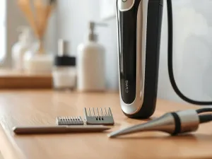 Elegancka odżywka do rzęs na toaletce, otwarta tubka z aplikatorem w otoczeniu minimalistycznych kosmetyków